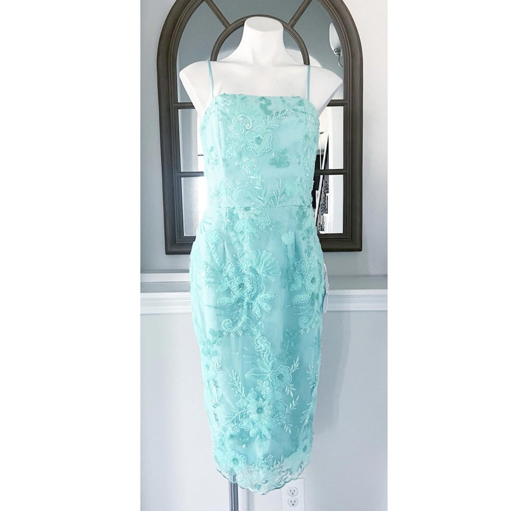Dress the Population Josselyn Sequin Floral Body-con Dress, Mint Size M NWT $328
