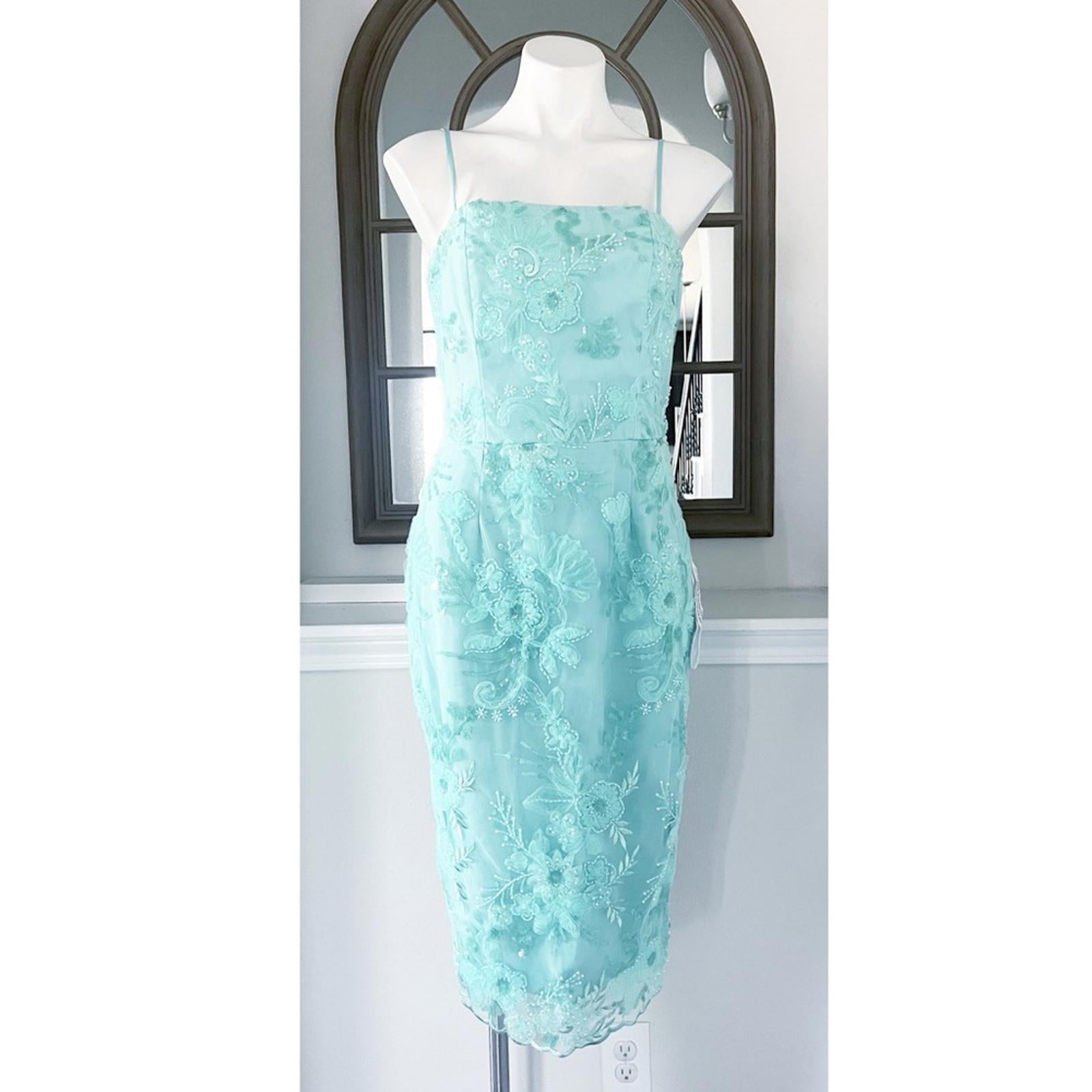 Dress the Population Josselyn Sequin Floral Body-con Dress, Mint Size M NWT $328