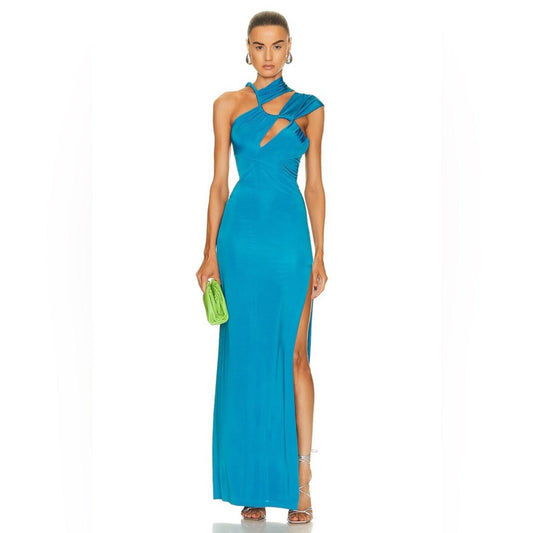 Et Ochs x Revolve June Cutout Ruched Gown in Cyan Blue Size 6 New w/Tag $1,695