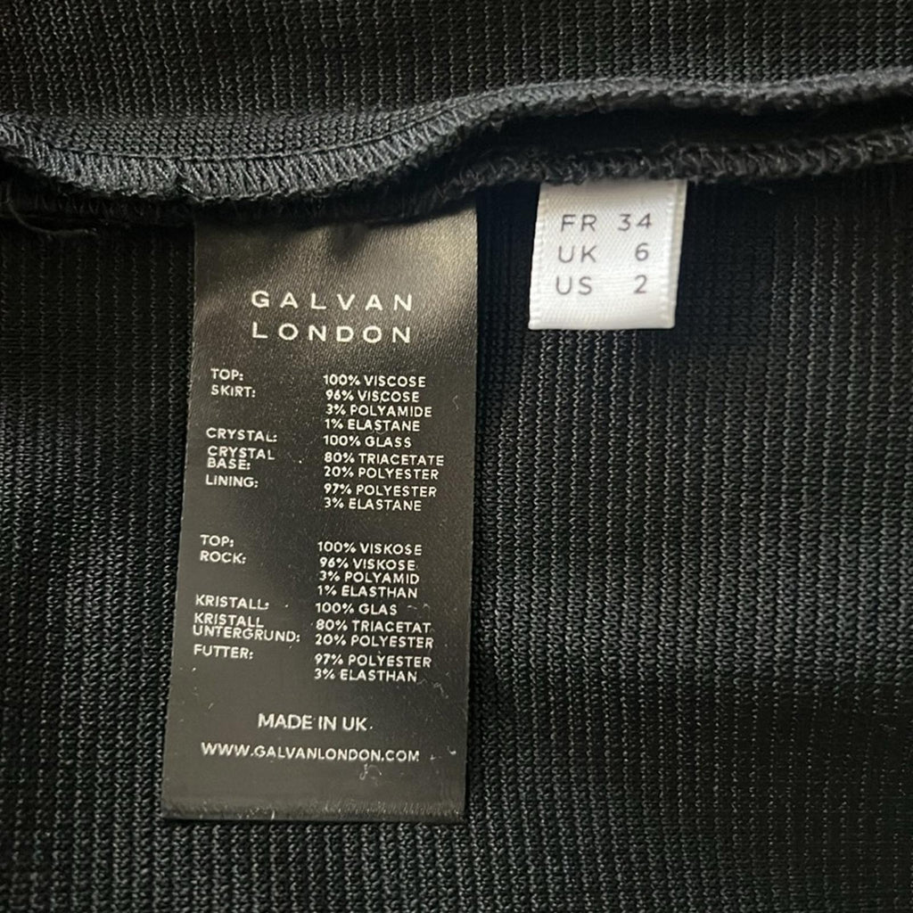 Galvan London Crystal Bustier Dress in Black, Size US2 FR34 UK6 NWT Retail $1895