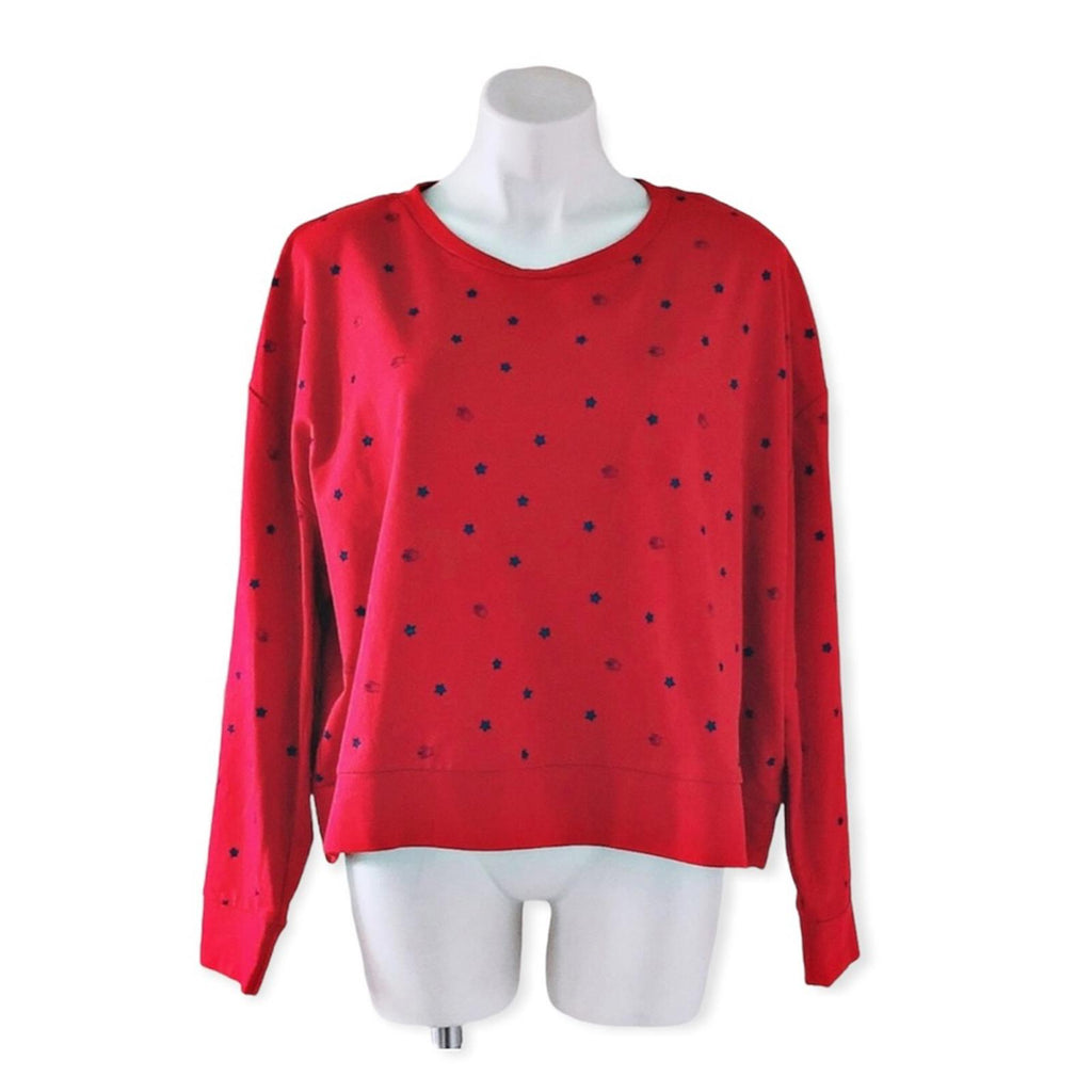 Earl Jeans Star Print Crewneck Sweatshirt, Red & Blue Patriotic Size L New w/Tag