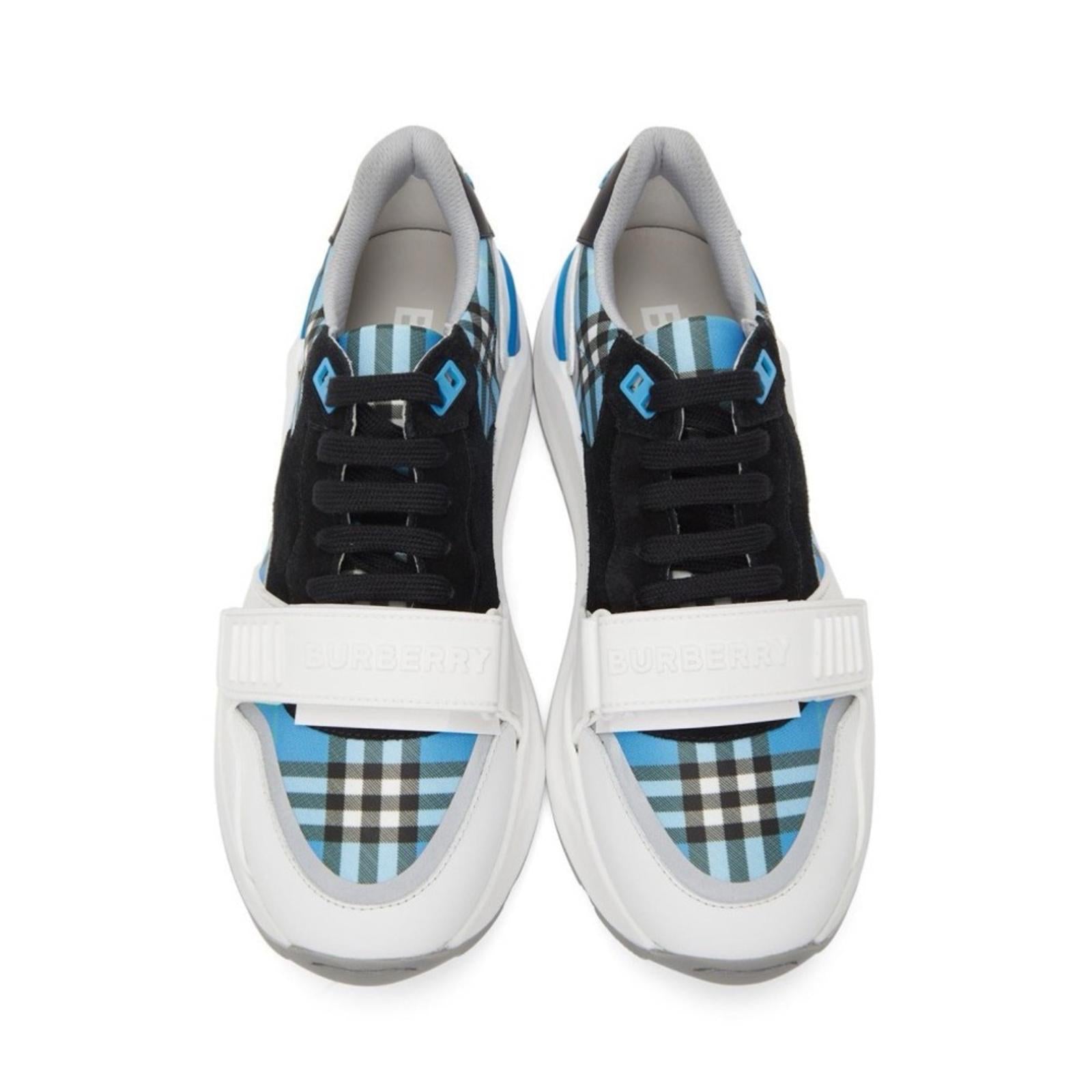 Burberry Blue Check Ramsey Low Top Sneakers, Size EU43 New in Box