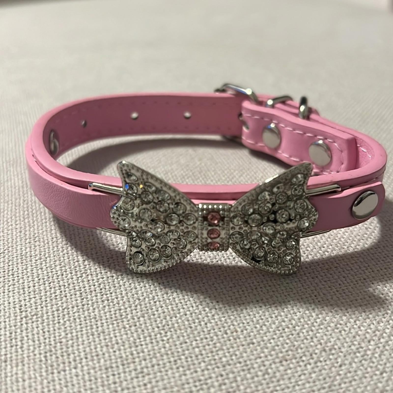 Pink Dog Collar with Crystal Bow, Size XS New with Tag