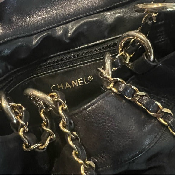 Chanel Black Canvas CC Chain Bucket Bag - Made in Italy - Rare Piece