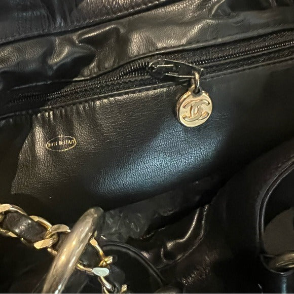 Chanel Black Canvas CC Chain Bucket Bag - Made in Italy - Rare Piece