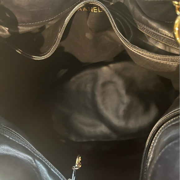 Chanel Black Canvas CC Chain Bucket Bag - Made in Italy - Rare Piece