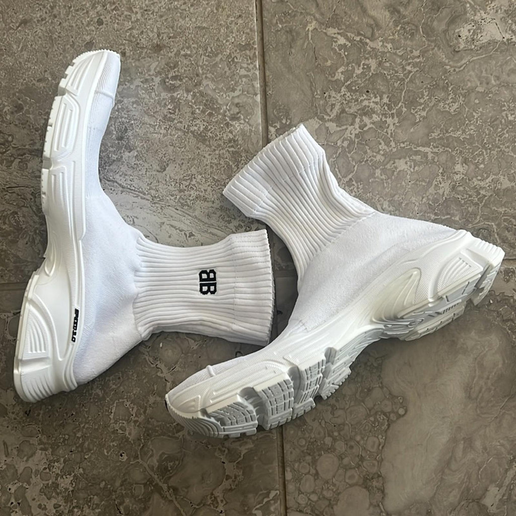 Balenciaga Speed 3.0 Knit High Top Sock Sneakers in White, Size 40 NEW in Box