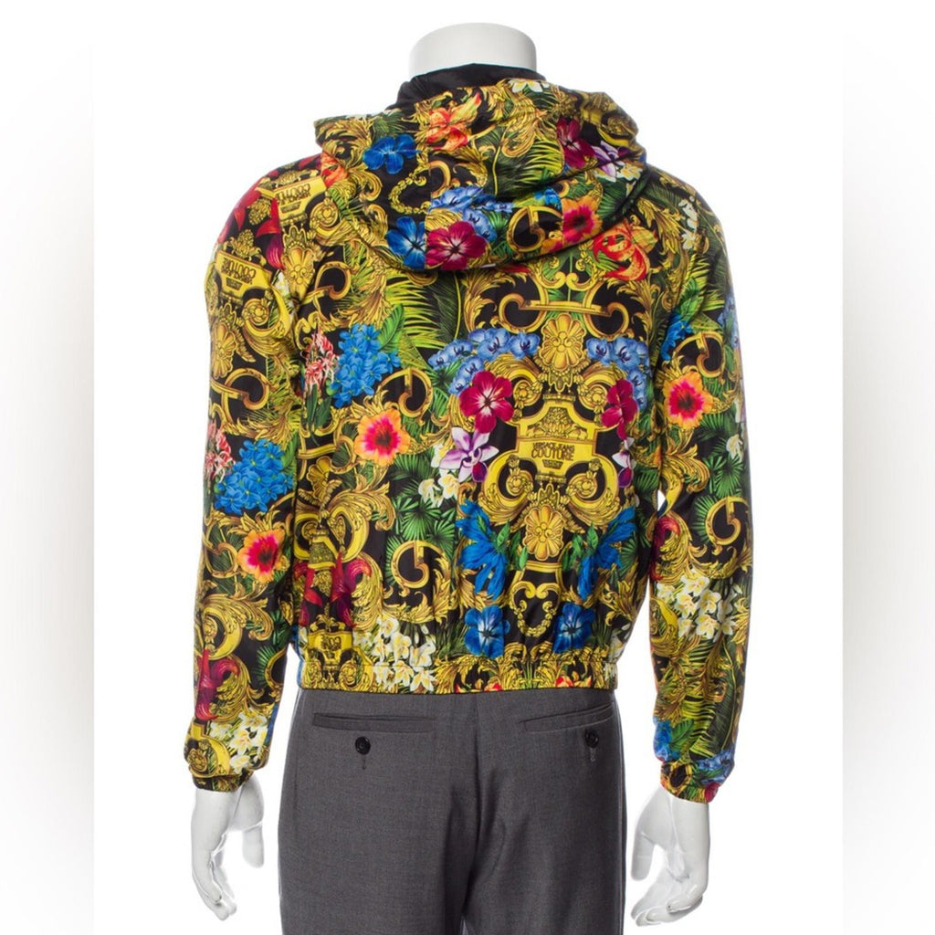 Versace Jeans Couture Jungle Baroque Printed Windbreaker Jacket, NWT, Size 44