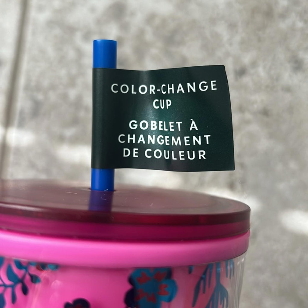 NEW Starbucks ‘Woodland Lace Color Change’ Tumbler 24oz Venti, Pink Red