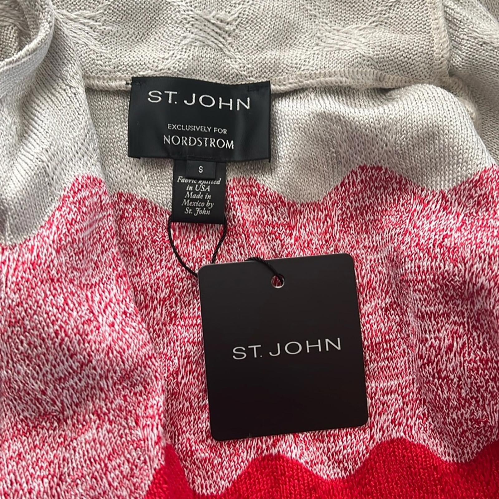 ST. JOHN Red Ombré Cardigan, Caviar / Tikka Red Multi Size S New w/Tag $1195