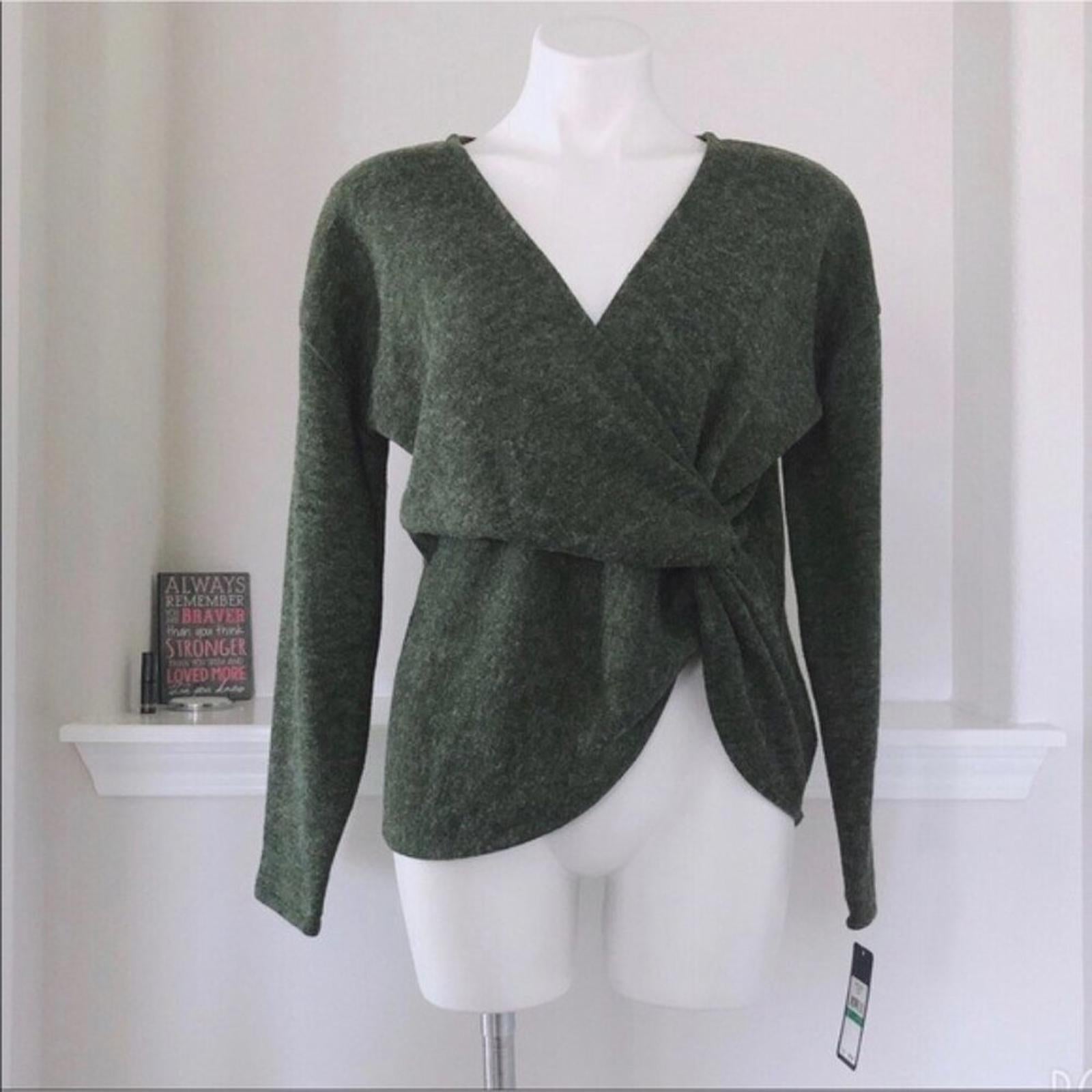 Rachel Roy ARMY Leigha Twist Front Sweater, Surplice V-Neck Size L New w/Tag