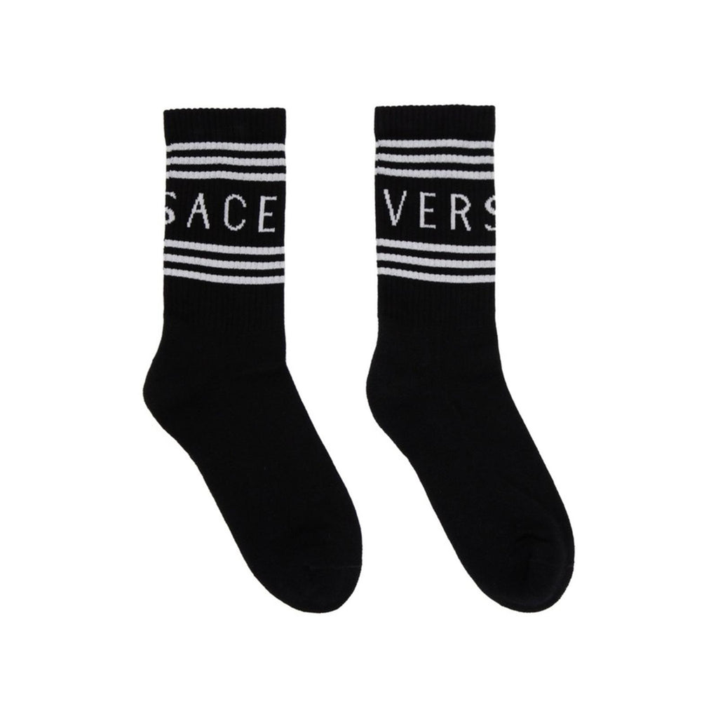 Versace Logo Socks in Black & White, Size S New w/Tag