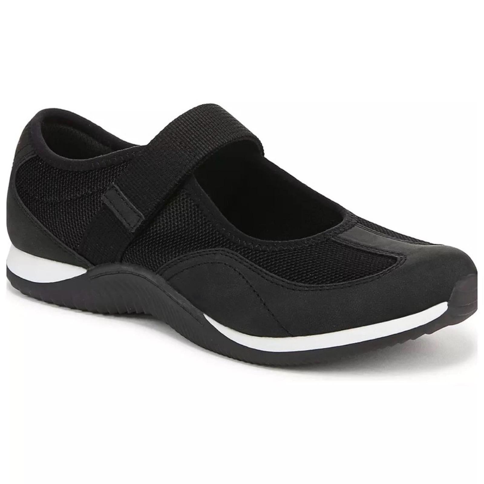 Dr. Scholl's Goodie Mary Jane Sneakers in Black Knit Fabric/Faux Leather, Size 6