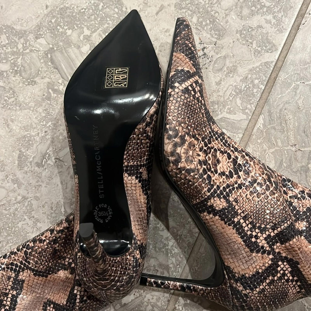 Stella McCartney Stella Iconic Pointed Toe High Heel Booties Brown Size 35.5 NEW