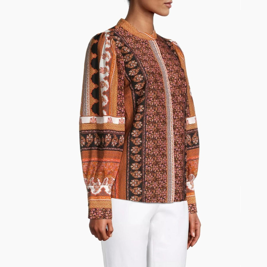 NWT Kobi Halperin Amy Printed Silk Blouse, Size L New w/Tag Retail $398 SOLD OUT