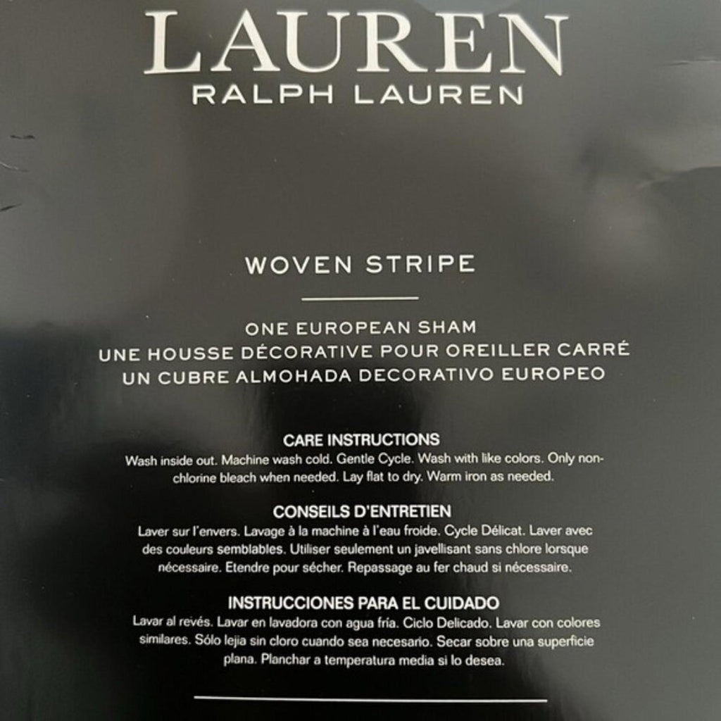 Ralph Lauren Eva Woven-Stripe Euro Sham in Dark Blue, NWT