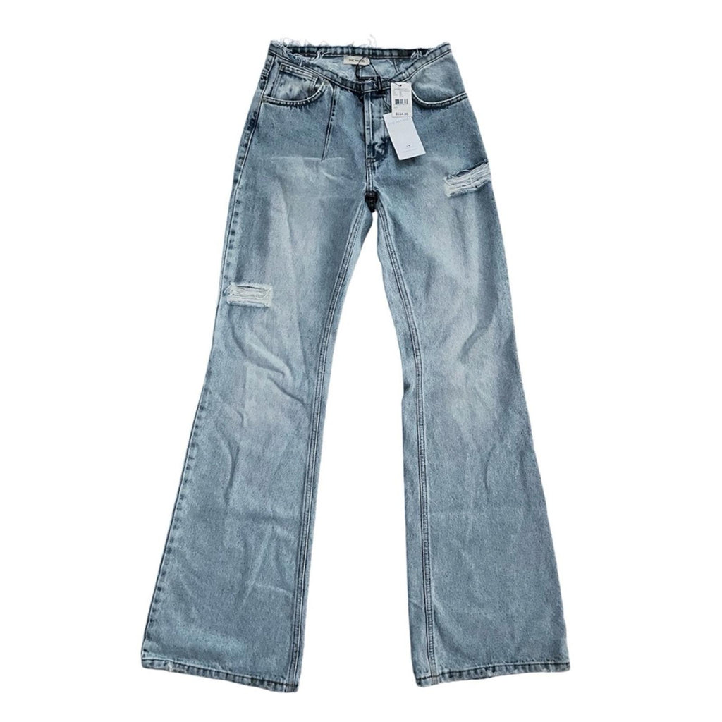 The MANNEI Nula High Rise Flare Jeans in Denim, Lt Blue Size 34 New w/Tag $594