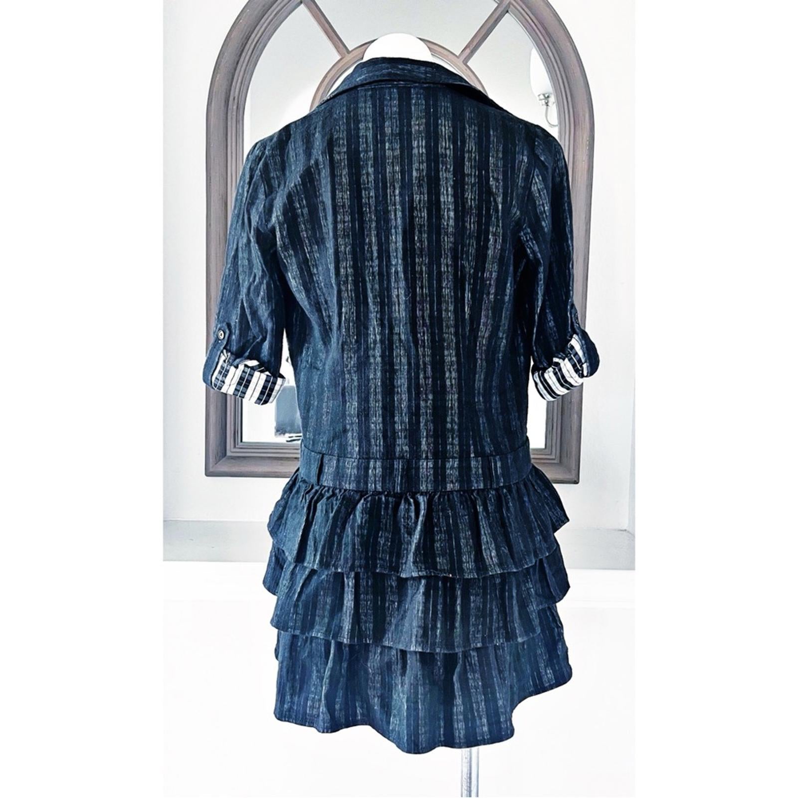 Theory Cacey Black Plaid Tiered Dress in Black & White, Size 6 EXCELLENT $395