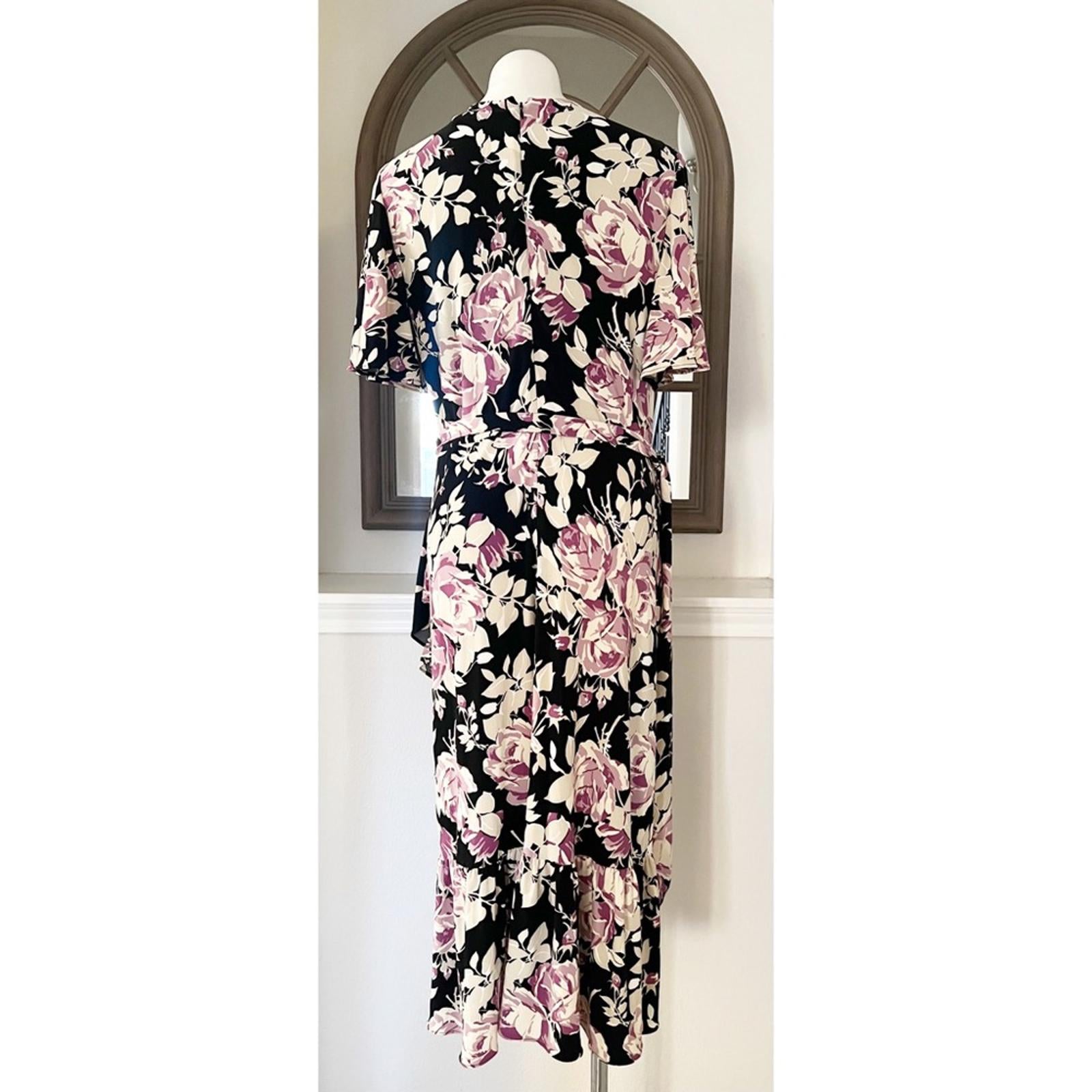 NEW Lauren Ralph Lauren Floral Belted Jersey Dress Size 16 EXCELLENT Retail $338