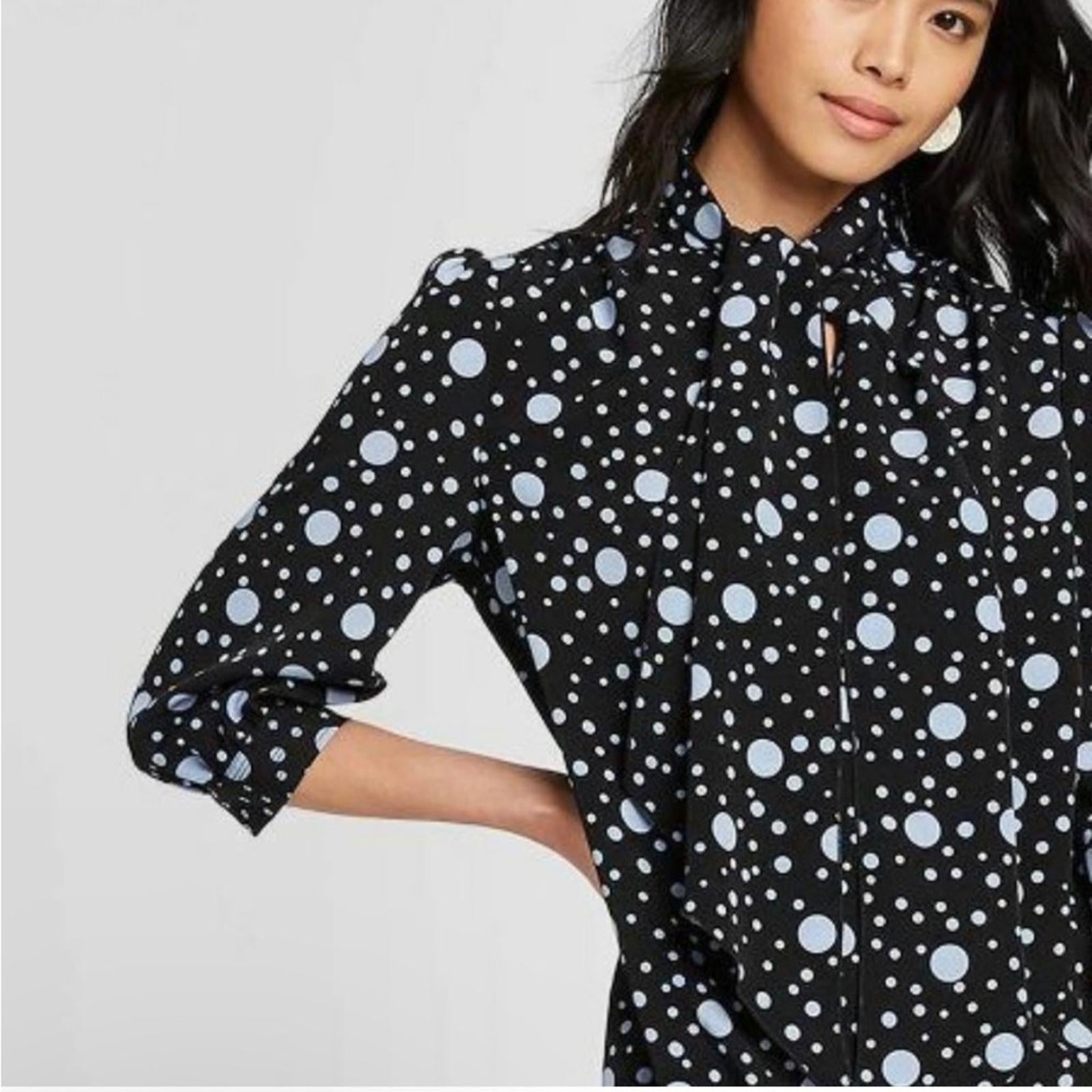 Who What Wear Polka Dot High Neck Shift Mini Dress Size L, New w/o Tag