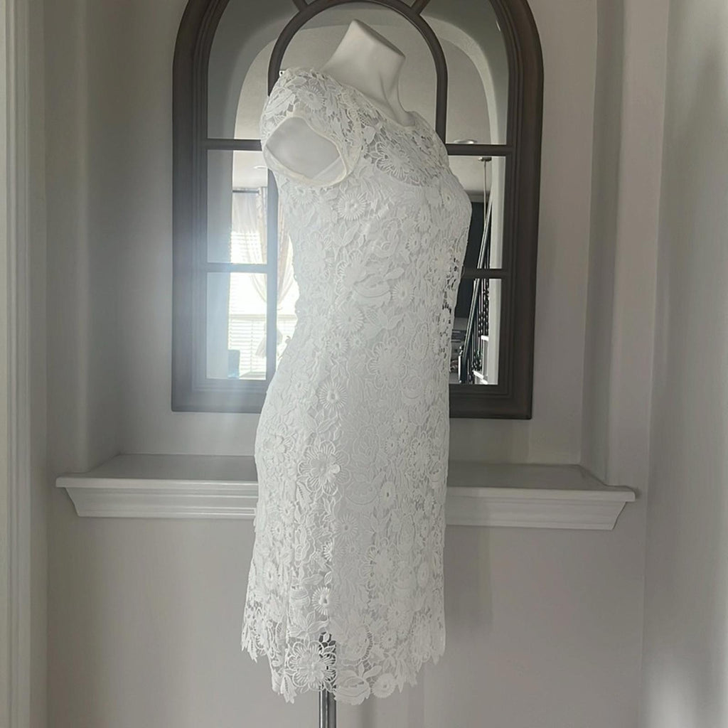 Milly Chloe 3-D Lace Dress in White, Size 2 New w/Tag Retail $395