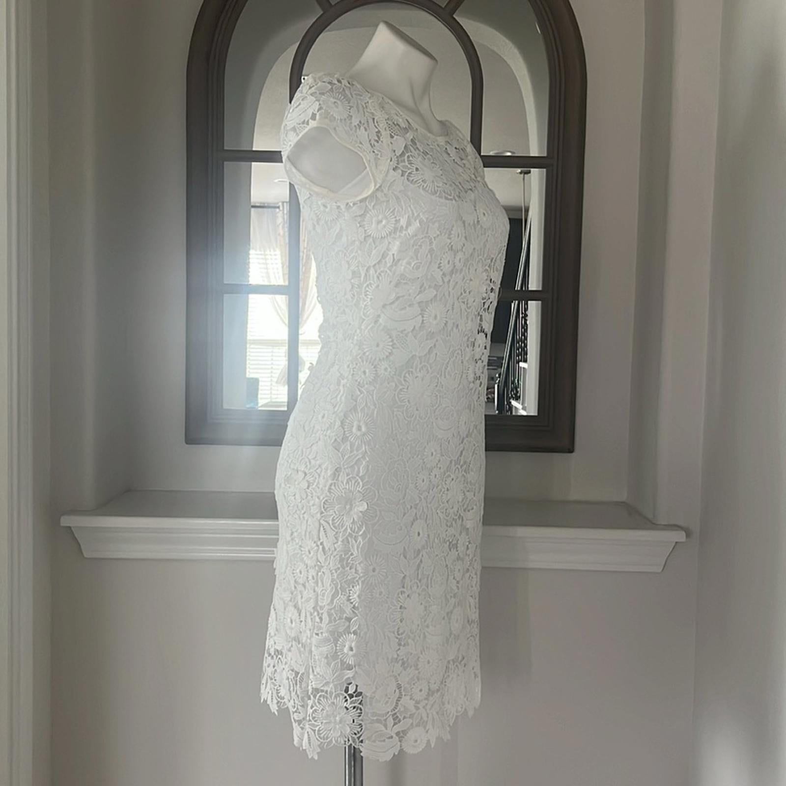 Milly Chloe 3-D Lace Dress in White, Size 2 New w/Tag Retail $395