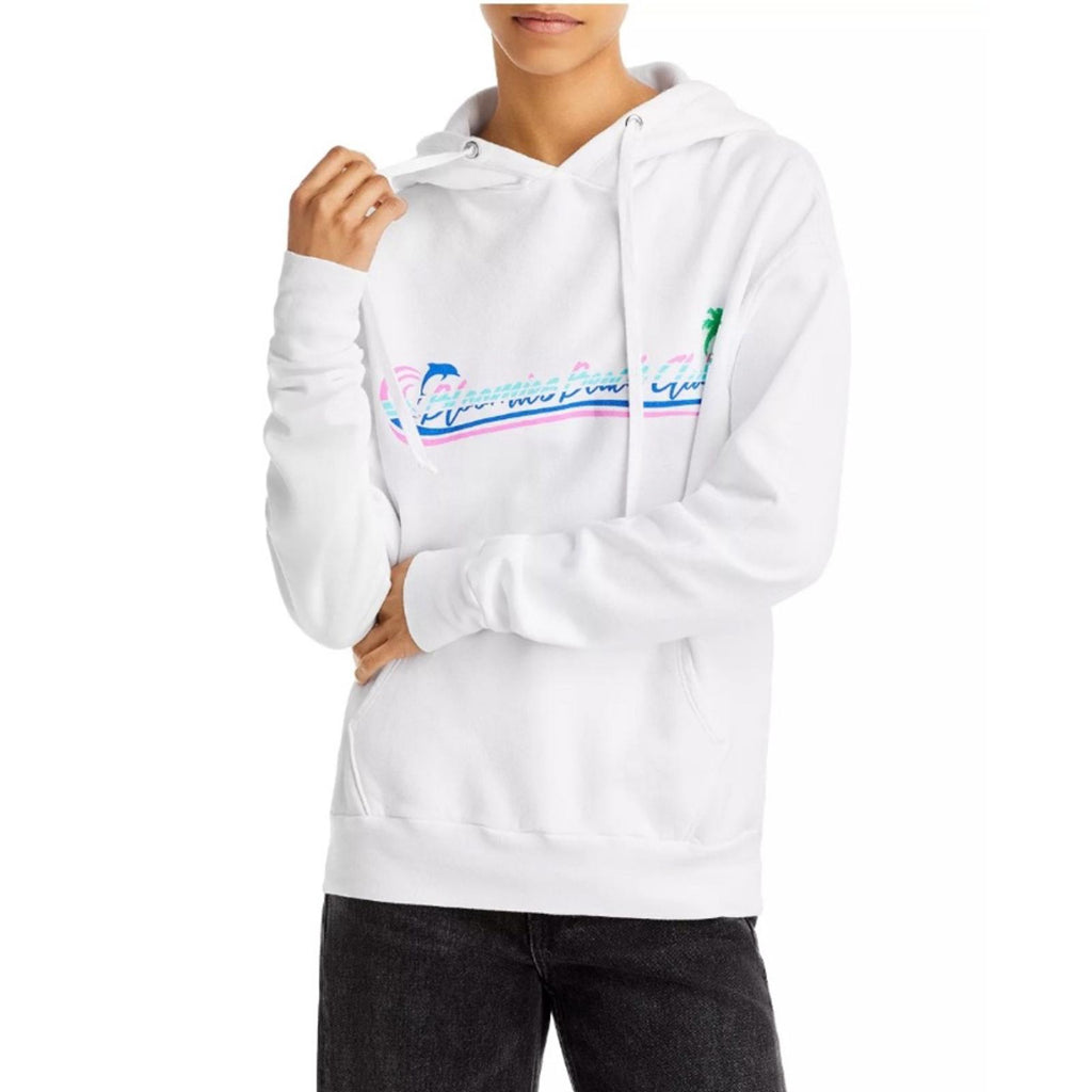 Bloomie's Unisex Beach Club Graphic Hoodie, White Supima Cotton Size L New w/Tag
