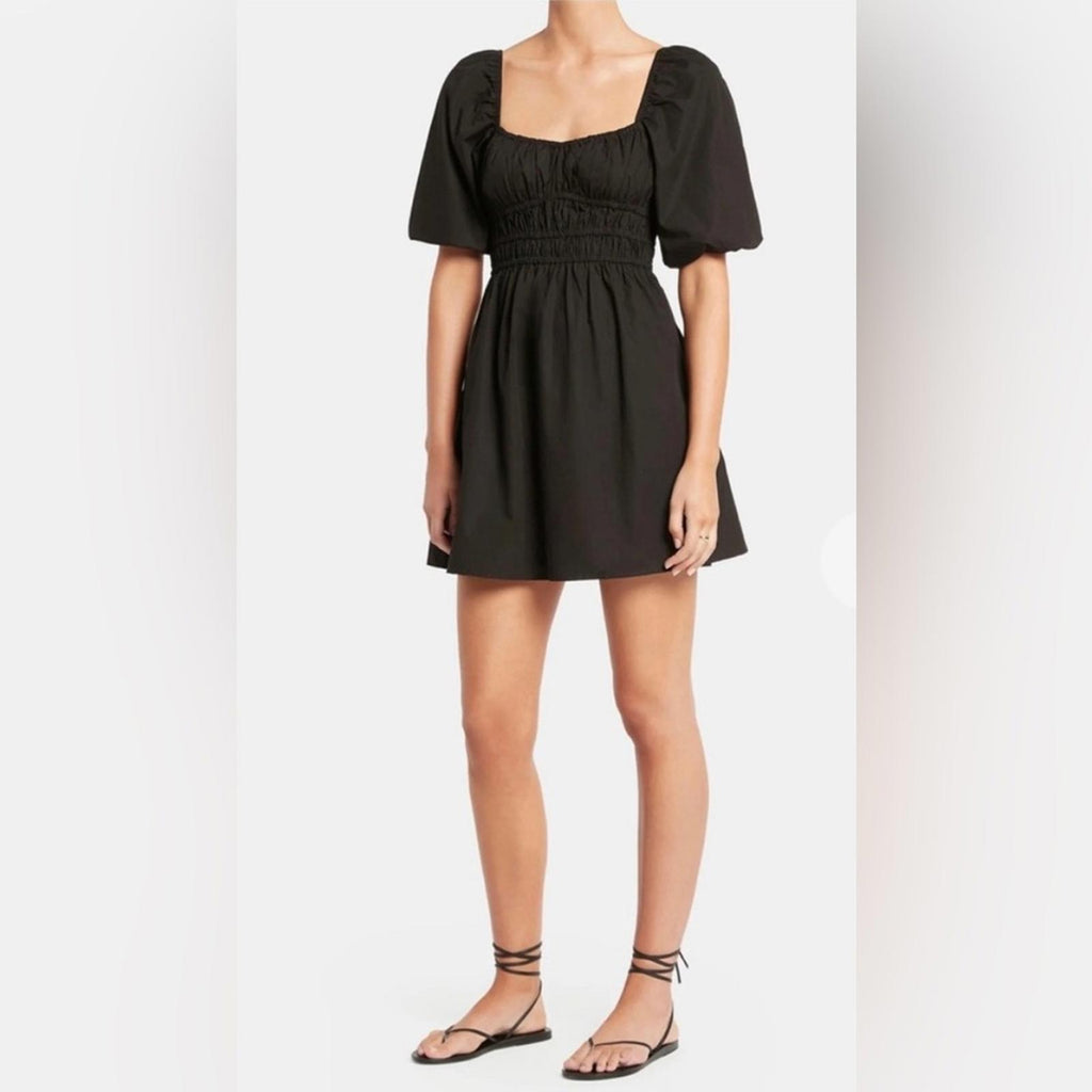 NWT Faithfull the Brand Marinelli Smocked Minidress, Black Size 6 (Sold Out)