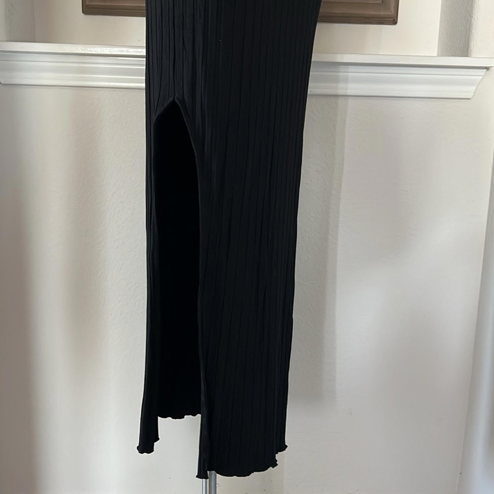 Simon Miller Asymmetric Wide Rib Maxi Dress in Black, Size L New w/Tag