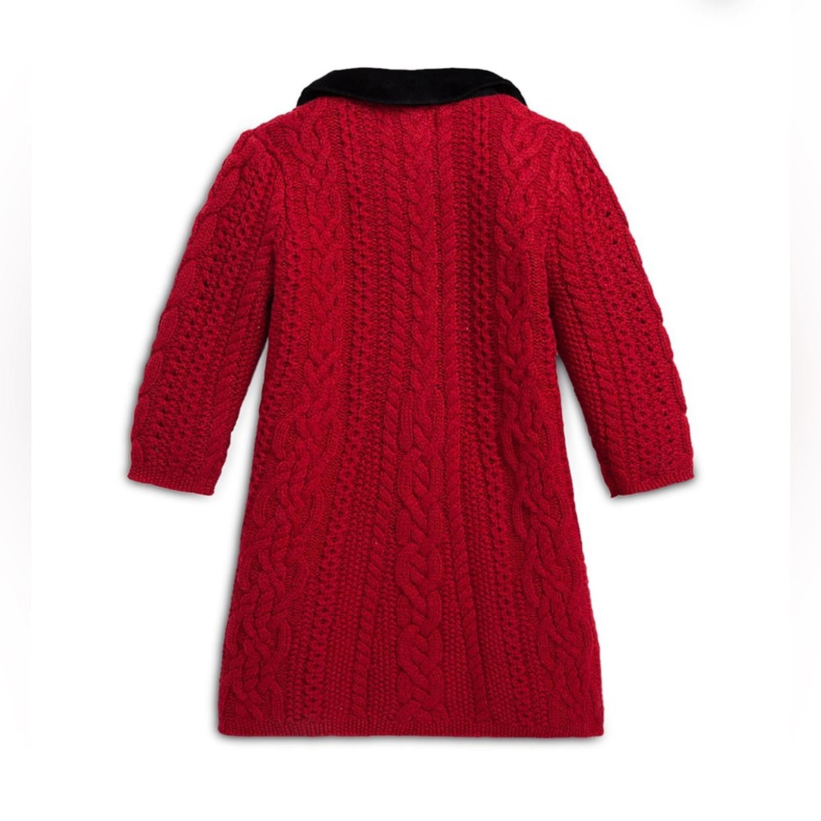 Ralph Lauren Girls' Aran-Knit Wool Sweater Coat - Baby Size 3-6M New w/Tag $325