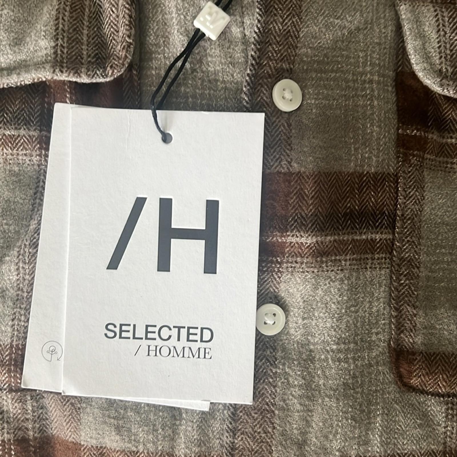 Selected Homme Check Shirt Selected Regscot in Beige/ Brown, NWT, Size XL