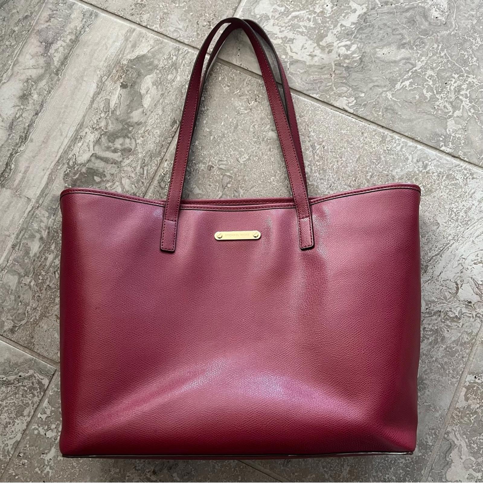 Michael Kors Red Leather Tote Bag in Burgundy, Retail $348