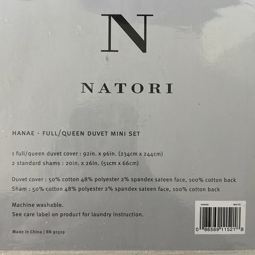 NATORI Hanae Queen Cotton Blend Yarn Dyed 3-Piece Duvet Cover Set, New w/Tag