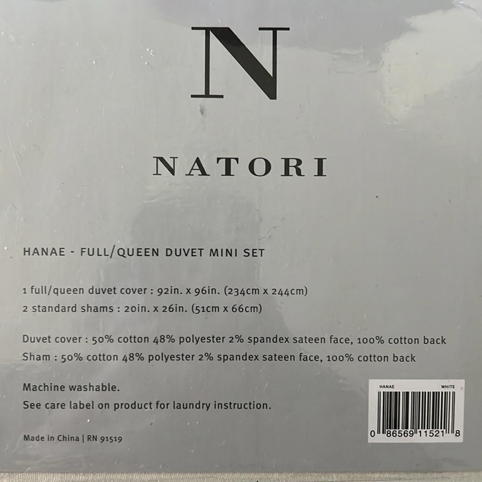 NATORI Hanae Queen Cotton Blend Yarn Dyed 3-Piece Duvet Cover Set, New w/Tag
