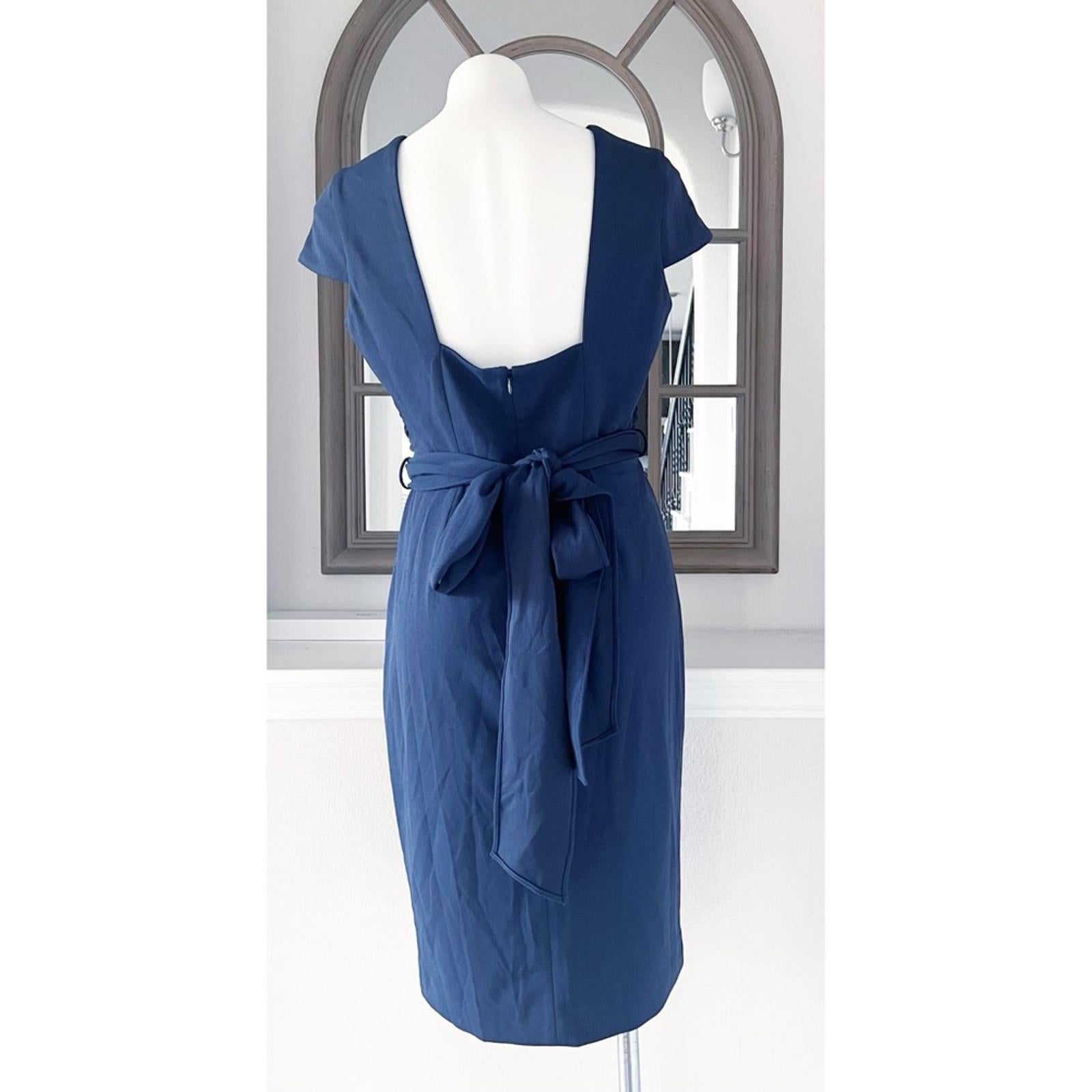 NEW Dress the Population Dana Wrap Waist Cocktail Dress Navy, Size L New w/o Tag