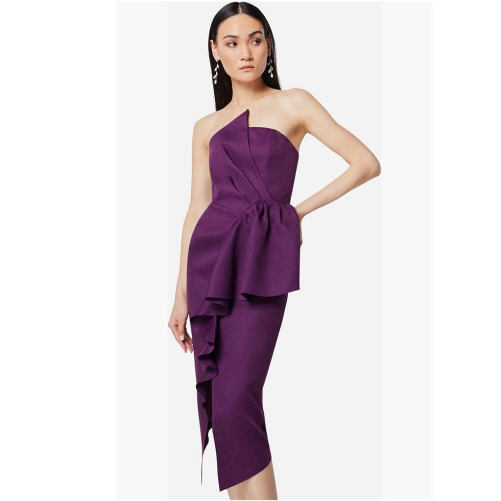 NEW Elliatt Reception Cascade Ruffle Strapless Dress in Purple, Size L $170