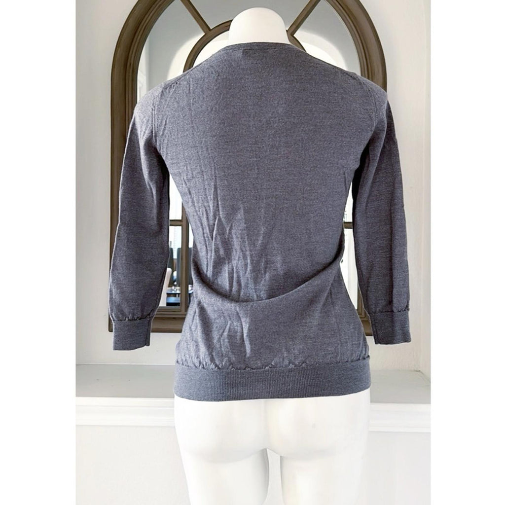 Burberry London Crewneck 3/4 Sleeve Sweater in Grey, Size M