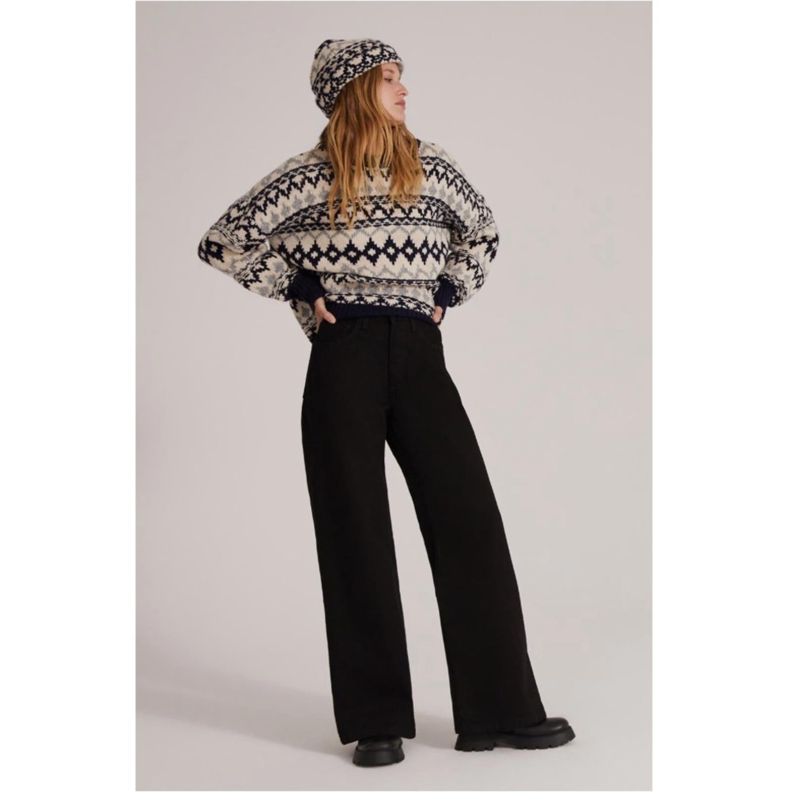 Favorite Daughter ‘Tis The Season Sweater &Hat Set, Blue/Grey Fair Isle Sz M NWT