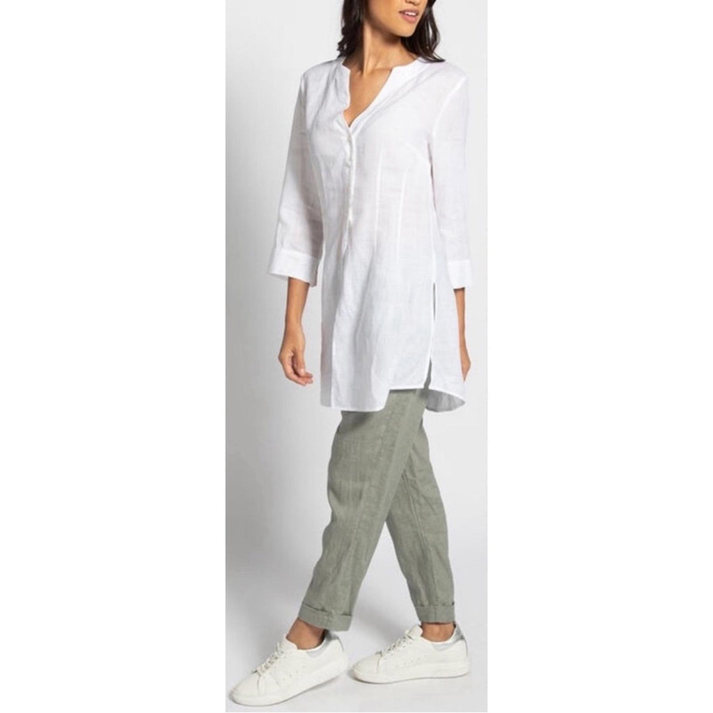 Anthropologie’s Cynthia Rowley Linen Shirt Tunic in White, Size L