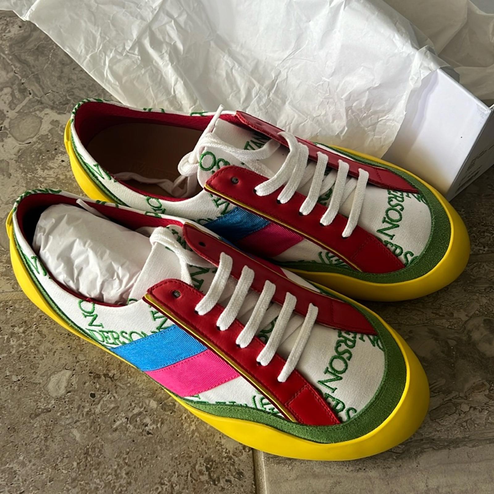 JW Anderson LaceUp Bubble Sneaker, Suede Yellow-Canvas Size 42 New in Box