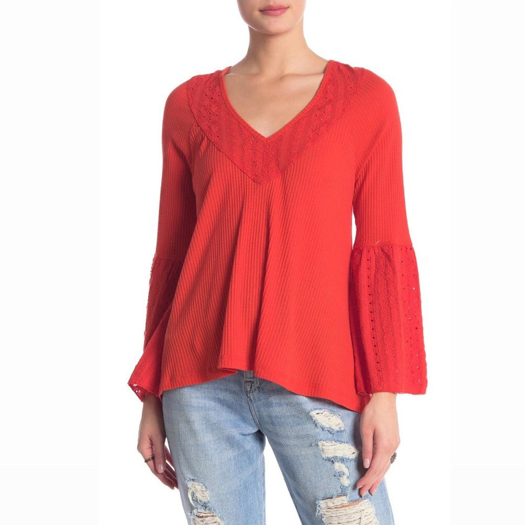 Free People Parisian Nights Top in Vermillion, Size S New w/Tag