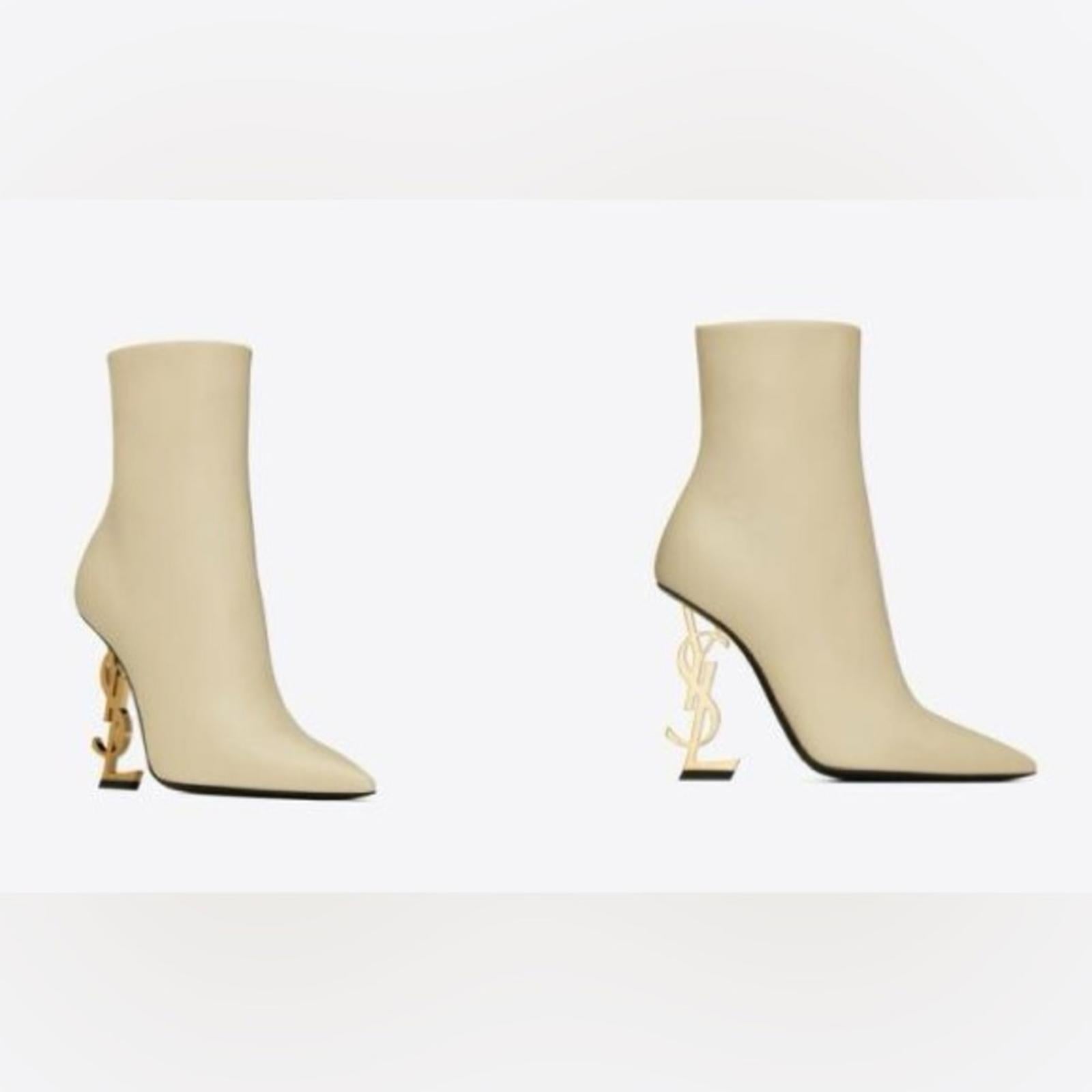 Saint Laurent 105mm Opyum Boots, Real Beige Light Bronze Size 35.5 New+Dust Bags