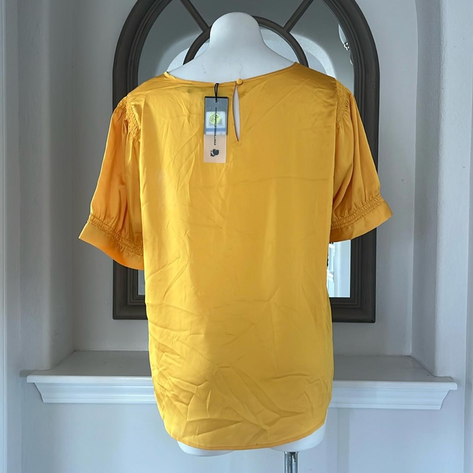 Karl Lagerfeld Satin Blouse in Gold, Size XL NEW w/Tag