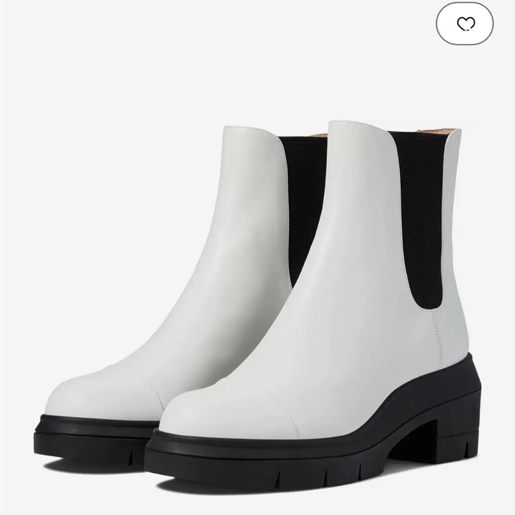 Stuart Weitzman Norah Platform Block Heel Chelsea Boots, White Size 41.5/11 New