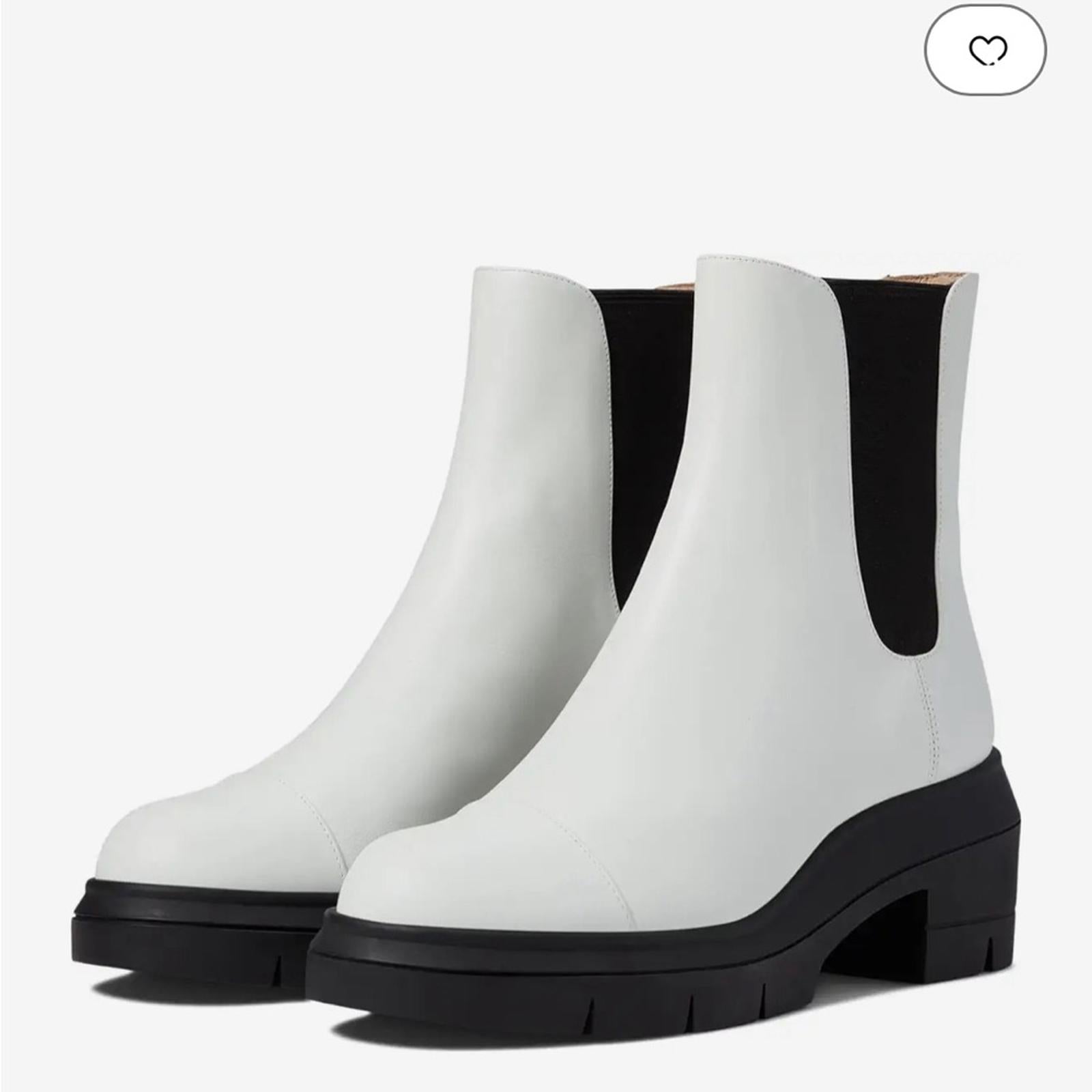 Stuart Weitzman Norah Platform Block Heel Chelsea Boots, White Size 41.5/11 New