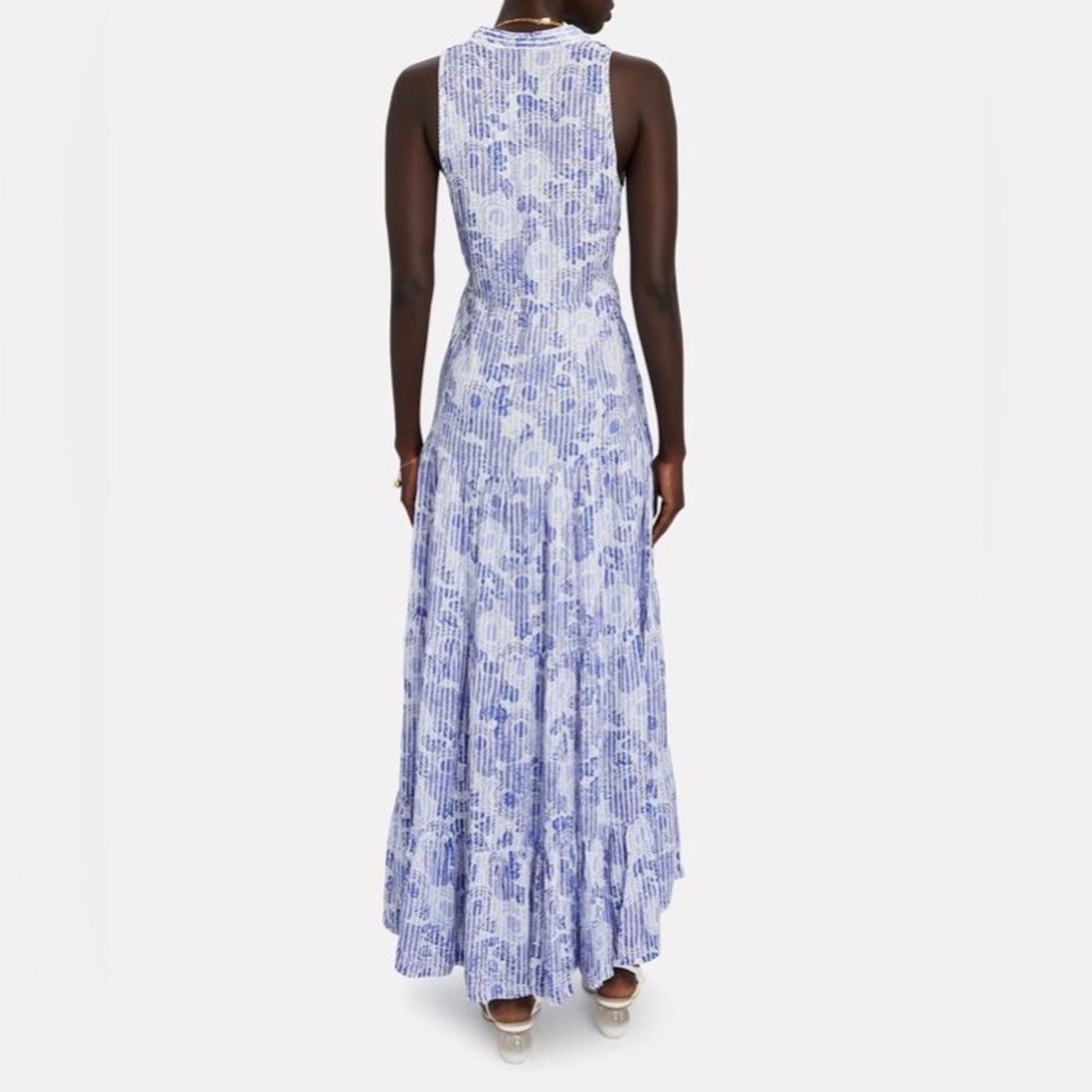 Poupette St. Barth Nana Printed Maxi Dress Revolve Blue Begonia Size L New w/Tag