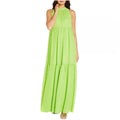 Aidan Mattox Mock Neck Halter Tired Maxi Dress in Lime Green, NWT, Size 2