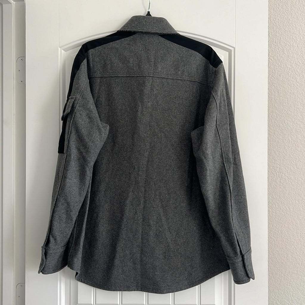 Helmut Lang Flannel Shirt in Grey Melange, Size M New w/Tag, Retail $595