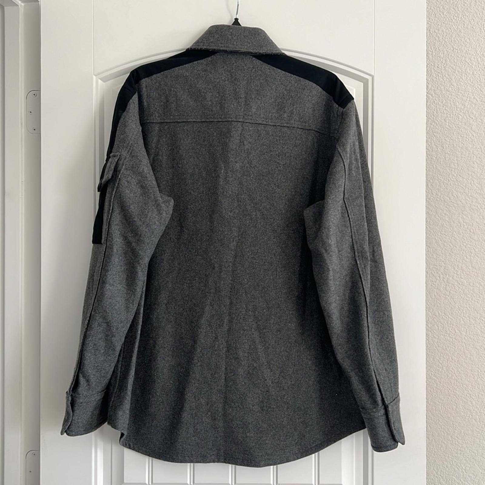 Helmut Lang Flannel Shirt in Grey Melange, Size M New w/Tag, Retail $595
