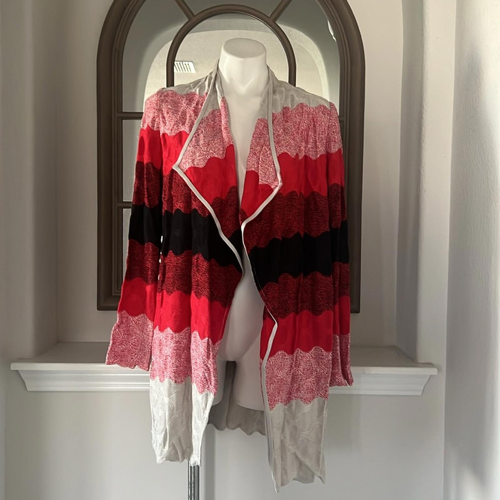 ST. JOHN Red Ombré Cardigan, Caviar / Tikka Red Multi Size S New w/Tag $1195